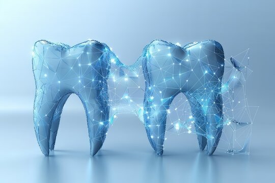 Abstract polygonal structure tooth illustration professional photography