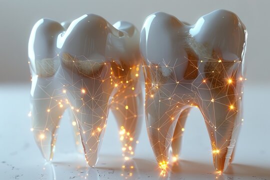 Abstract polygonal structure tooth illustration professional photography