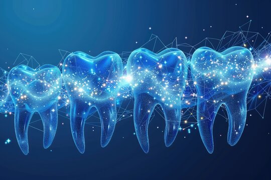 Abstract polygonal structure tooth illustration professional photography
