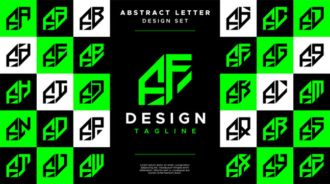 Modern sharp line abstract letter F FF logo bundle