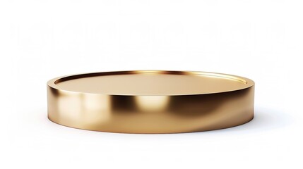 Elegant golden round platform on white background for product display