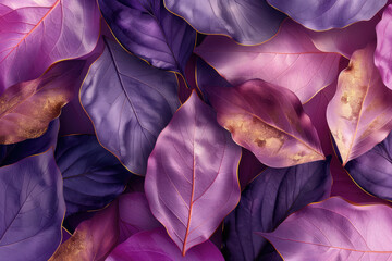 A closeup of purple leaves, vibrant and textured, evoking the rich colors found in nature's palette. Created with Ai
