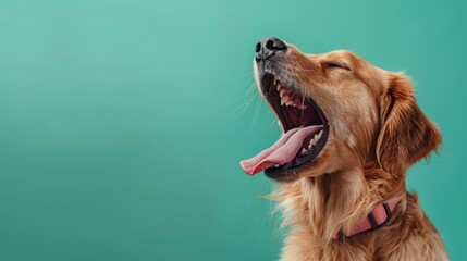   A tight shot of a dog's mouth, tongued out and gaping open - obrazy, fototapety, plakaty