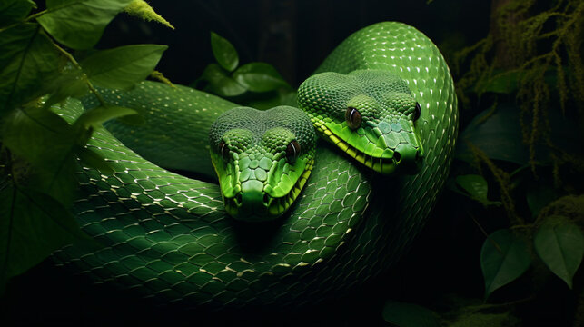 Pair of green treepython