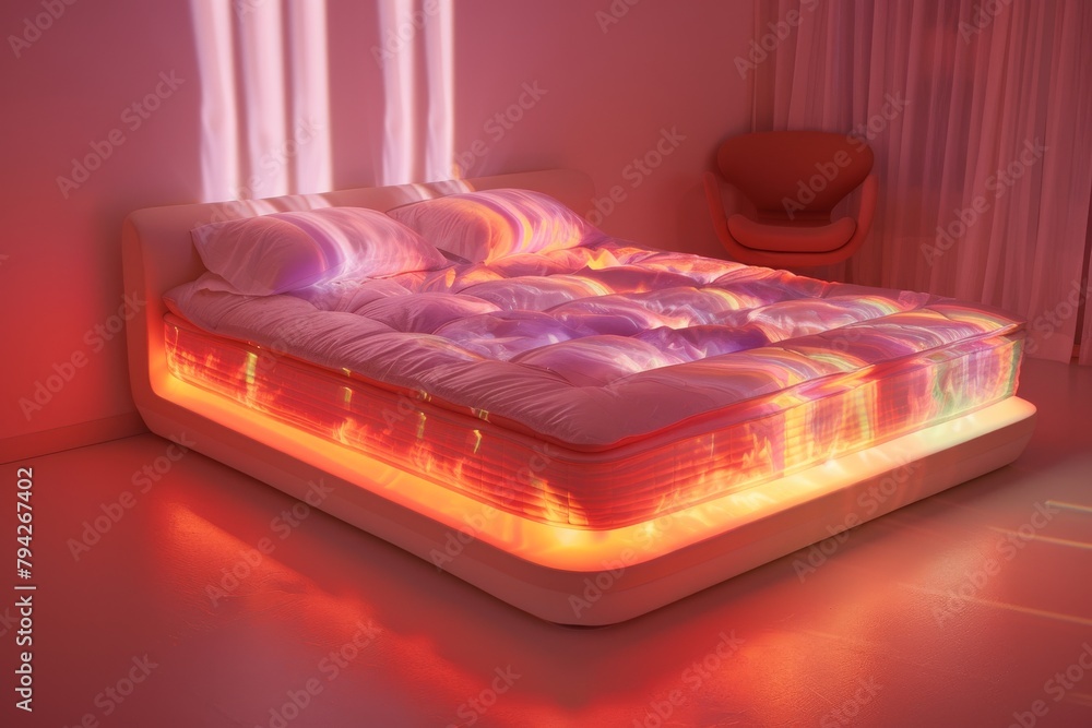 Poster clean, controlled bedroom environment with automated sound and material analysis for enhanced sleep 