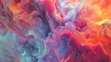 Abstract digital artwork characterized by fluid shapes and a vibrant color palette