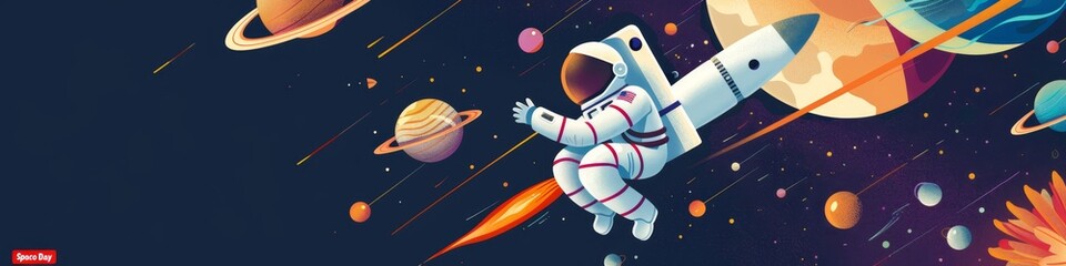 illustration with text to commemorate Space Day 