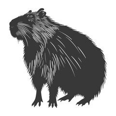 Silhouette capybara animal black color only full body