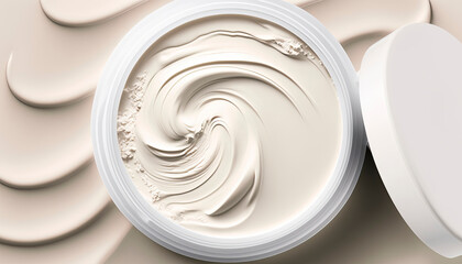 Cosmetics texture white cream. Generative AI,