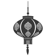 silhouette chinese traditional asian lantern black color only
