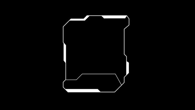 Cyberpunk style distorted HUD screen. Tech user interface hologram screen for game, movie, sci-fi, drone footage, VR etc. Video overlay template
