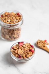 homemade granola, healthy breakfast, Homemade whole grain musli with berries