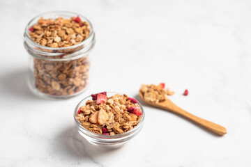 homemade granola, healthy breakfast, Homemade whole grain musli with berries