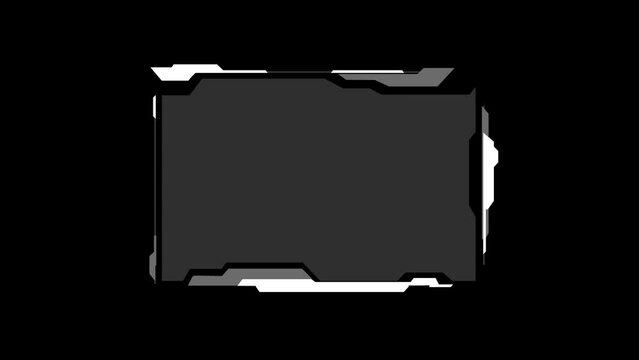 Cyberpunk style distorted HUD screen. Tech user interface hologram screen for game, movie, sci-fi, drone footage, VR etc. Video overlay template
