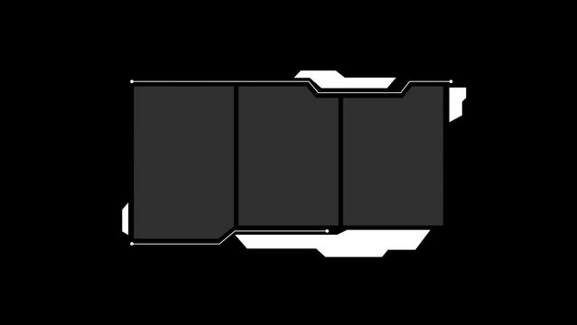 Cyberpunk style distorted HUD screen. Tech user interface hologram screen for game, movie, sci-fi, drone footage, VR etc. Video overlay template