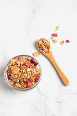 homemade granola, healthy breakfast, Homemade whole grain musli with berries