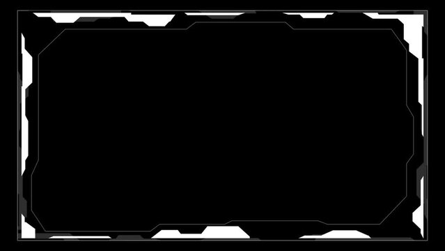 Cyberpunk style distorted HUD screen. Tech user interface hologram screen for game, movie, sci-fi, drone footage, VR etc. Video overlay template