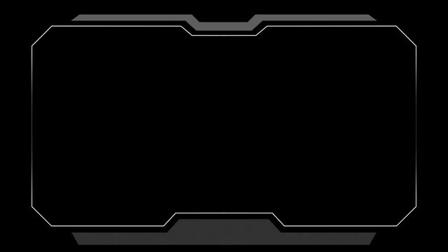 Cyberpunk style distorted HUD screen. Tech user interface hologram screen for game, movie, sci-fi, drone footage, VR etc. Video overlay template