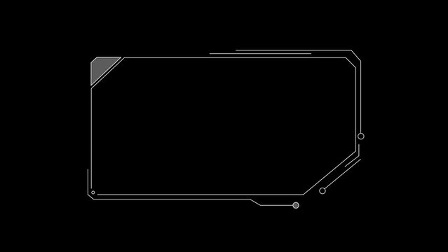 Cyberpunk style distorted HUD screen. Tech user interface hologram screen for game, movie, sci-fi, drone footage, VR etc. Video overlay template