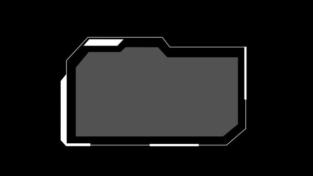 Cyberpunk style distorted HUD screen. Tech user interface hologram screen for game, movie, sci-fi, drone footage, VR etc. Video overlay template