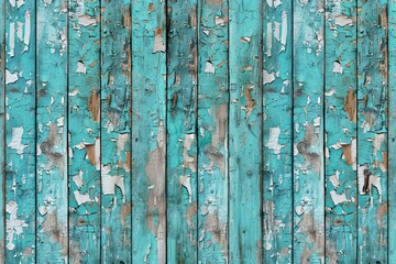 Fototapeta na wymiar Aged Turquoise Wooden Fence Texture