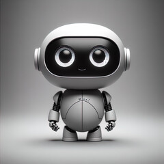 Ein schwarz weiß Foto eines kleinen lustigen Roboters