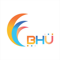 BHU letter technology Web logo design on white background. BHU uppercase monogram logo and typography for technology, business and real estate brand.
