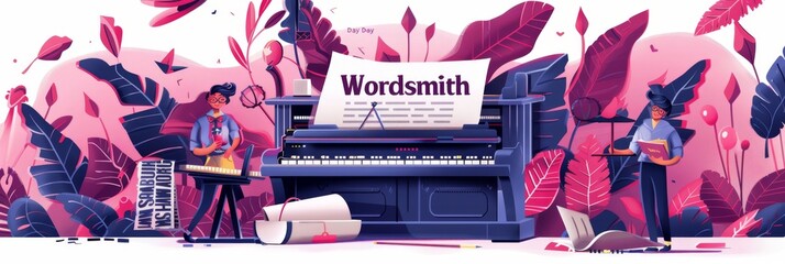 illustration with text to commemorate Wordsmith Day - obrazy, fototapety, plakaty