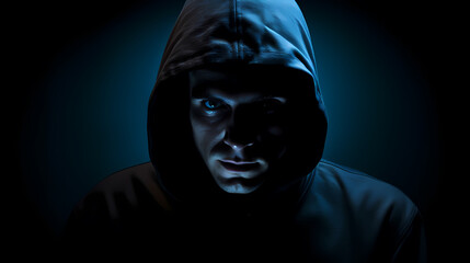 Hacker wearing black hoodie