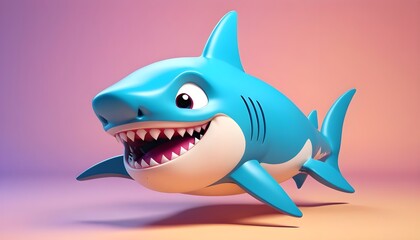 Fototapeta premium Cute little baby shark from cartoon