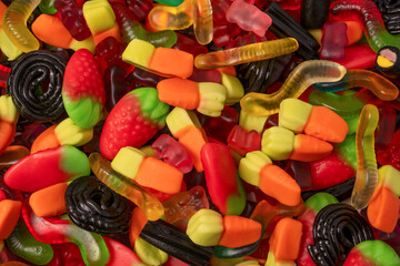 Assorted colorful gummy candies. Jelly  sweets.