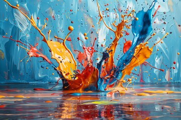 Vibrant paint splash artwork capturing dynamic movements and vivid colors