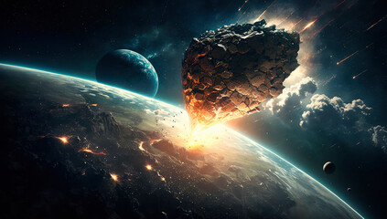 an asteroid falls to earth. Generative AI,