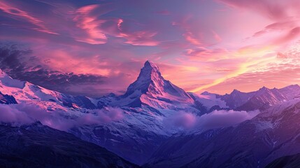 stunning swiss landscape with mountains at sunrise