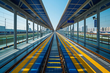 Sustainable Transit: Modern Train Station Powered by a Solar Panel Roof