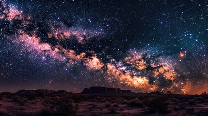 Fototapeta na wymiar a mysterious, serene desert landscape under the stars, enclosed within a black gift box, where high-resolution photography unveils stunning colors and textures, capturing every intricate detail.