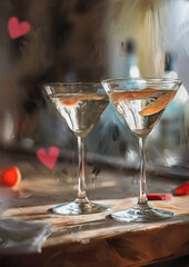 ARomantic Martini Glasses Toast

