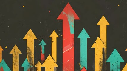 Abstract arrows rising upward, symbolizing growth and elevation, representing progress, advancement, development, improvement and upward movement in a dynamic and evolving environment.