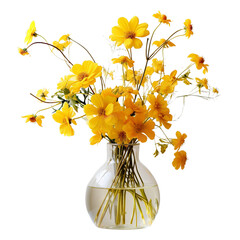 yellow flowers in vase isolated on transparent background Generative AI © Mohammad