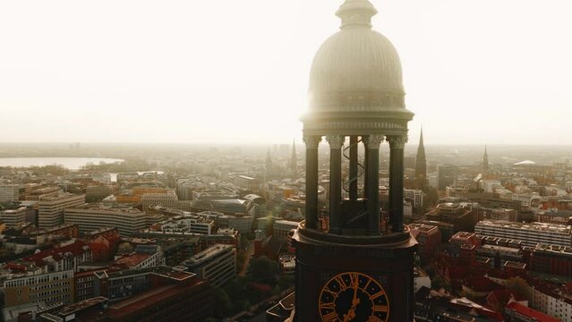 Hamburg - Beautiful Sunrise Over Hamburg with St Michaelis (Michel)