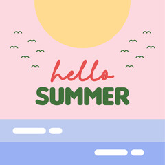 Hello summer illustration background