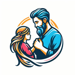 Father and Child Sharing a Moment Father's Day design Illustration with white background