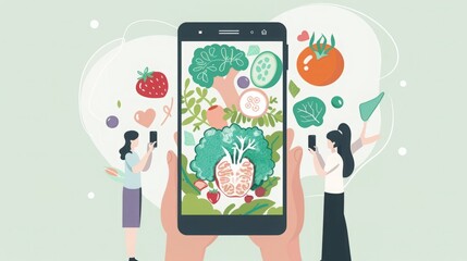 Person Holding Phone With Vegetables Displayed