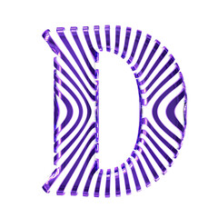 White symbol with purple vertical ultra-thin straps. letter d