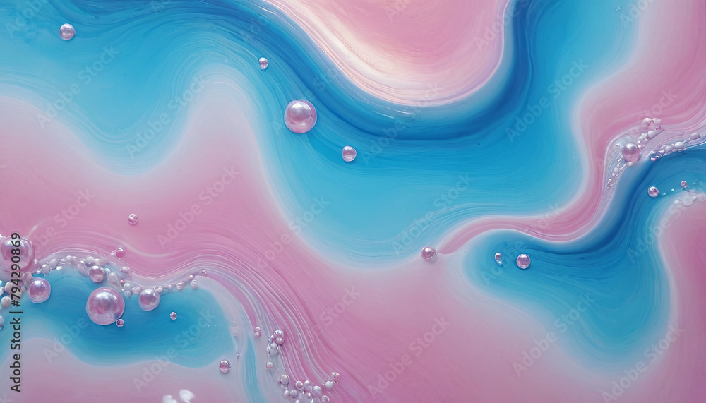 Poster detailed view of a fluid painting with numerous colorful bubbles creating an abstract and dynamic pa