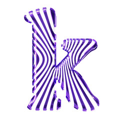 White symbol with purple vertical ultra-thin straps. letter k