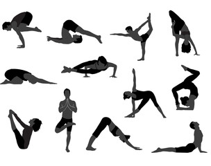Yoga pose silhouette illustration collection