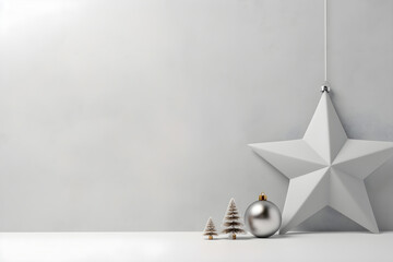 Minimalist christmas decoration on white background