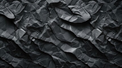 Abstract black crimped paper texture.