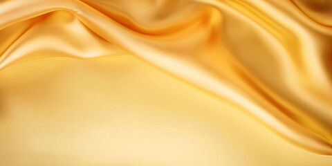Elegant golden fabric waves on a smooth silk background